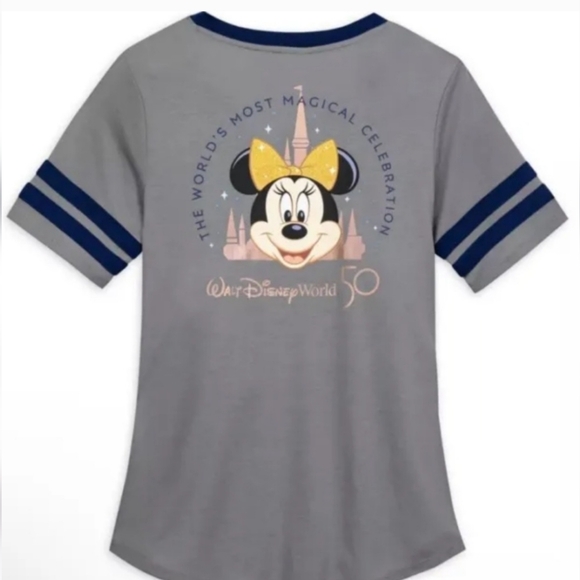 Disney World 50th Celebration Minnie Women's V Neck (Size Medium) - Picture 1 of 13